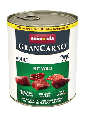 GranCarno Hunde Nassfutter mit Wild (6 x 800 g), Hundefutter nass ohne Getreide und Zucker von animonda, für ausgewachsene Hunde, mit frischen fleischlichen Zutaten von Grancarno