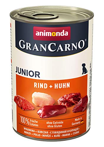 animonda Gran Carno Sortenrein Junior Hundefutter nass, Nassfutter für Junge Hunde, mit Rind + Huhn 400 g von Grancarno