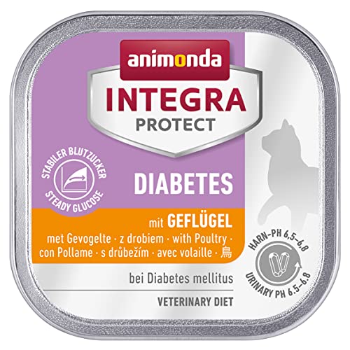 INTEGRA PROTECT Katzenfutter nass Diabetes Geflügel (16 x 100g), vom Tierarzt empfohlen bei Diabetes mellitus, mit Veterinären entwickeltes Ergänzungsfutter für erwachsene Katzen von animonda von Animonda Integra Protect