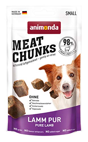 Grancarno Meat Chunks Lamm Pur (60 g), purer Fleisch Premium Hundesnack von animonda für kleine Erwachsene Hunde, getreidefreie Hundeleckerlis für ausgewachsene Hunde von Grancarno