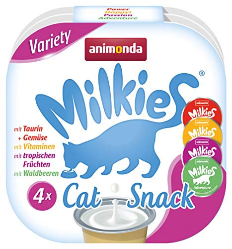 Animonda Milkies Katzen Milchsnacks, schmackhaft und leicht verdaulich, Katzensnacks in verschieden Geschmacksrichtungen für erwachsene Katzen und in nachhaltigen Packungsgrößen, ohne Soja und Zucker, Milchsnack Variety 4 x 15 g (60Cups) von animonda Milkies