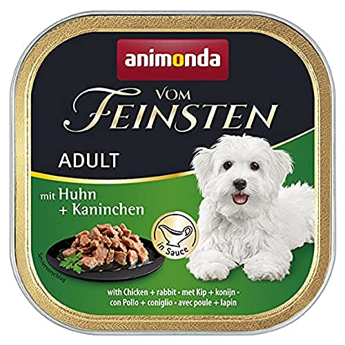 vom Feinsten Hundefutter nass mit Huhn + Kaninchen in Sauce (22 x 150g), Hundefutter ohne Getreide und Zucker von animonda, mitfrischen, fleischlichen Zutaten von animonda Vom Feinsten