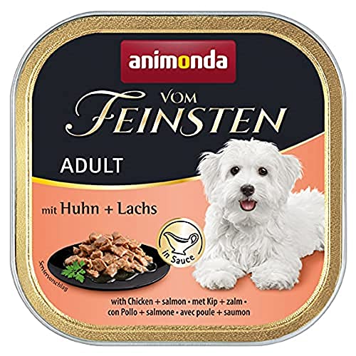 animonda Vom Feinsten Adult Hundefutter, Nassfutter für Erwachsene Hunde, mit Huhn + Lachs in Sauce, 22 x 150 g von animonda Vom Feinsten