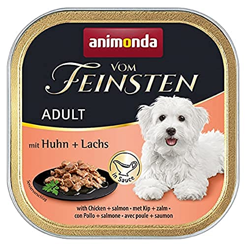 vom Feinsten Hundefutter nass mit Huhn + Lachs in Sauce (22 x 150g), Hundefutter ohne Getreide und Zucker von animonda, mitfrischen, fleischlichen Zutaten von animonda Vom Feinsten