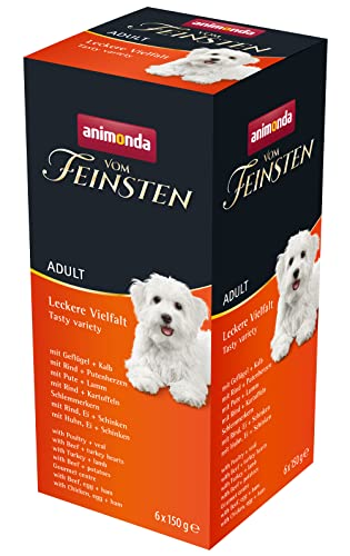 animonda Vom Feinsten Adult Hundefutter, Nassfutter für ausgewachsene Hunde, Mixpack Leckere Viefalt, 6 x 150 g von animonda Vom Feinsten