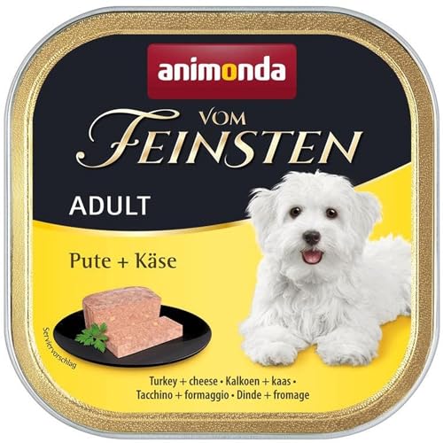 animonda Vom Feinsten Adult Hundefutter, Nassfutter für ausgewachsene Hunde, Pute + Käse, 22 x 150 g von animonda Vom Feinsten