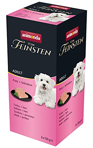 vom Feinsten Hundefutter nass mit Pute + Schinken (6 x 150g), Hundefutter ohne Getreide und Zucker von animonda, mitfrischen, fleischlichen Zutaten von animonda Vom Feinsten