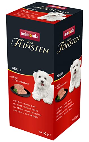 vom Feinsten Hundefutter nass mit Rind + Putenherzen (6 x 150g), Hundefutter ohne Getreide und Zucker von animonda, mitfrischen, fleischlichen Zutaten von animonda Vom Feinsten