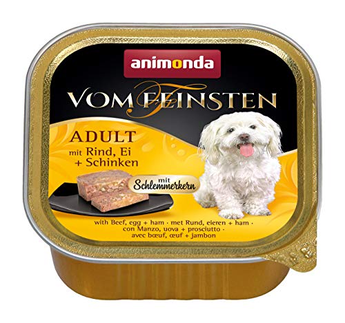 vom Feinsten Hundefutter nass mit Schlemmerkern mit Rind+ Ei + Schinken (22 x 150g), Hundefutter nass ohne Getreide und Zucker von animonda von animonda Vom Feinsten