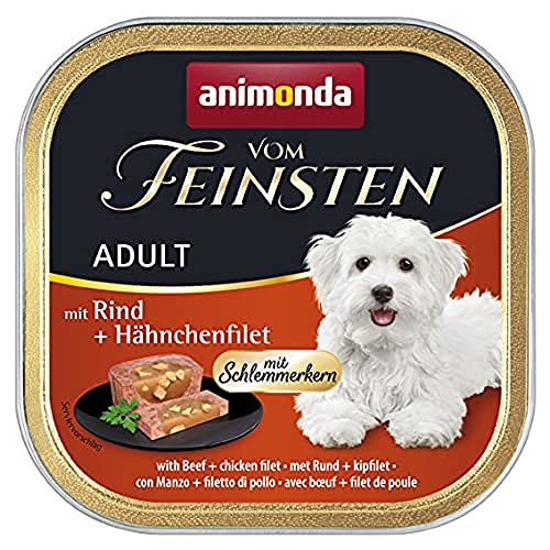 vom Feinsten Hundefutter nass mit Schlemmerkern mit Rind + Hähnchenfilet (22 x150 g), Hundefutter nass ohne Getreide und Zucker von animonda von animonda Vom Feinsten