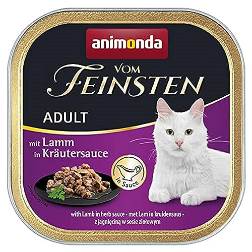 vom Feinsten Katzenfutter nass mit Lamm in Kräutersauce (32 x 100 g), Katzenfutter nass ohne Getreide und Zucker von animonda, mitfrischen, fleischlichen Zutaten von animonda Vom Feinsten