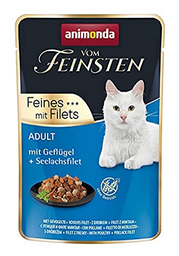 animonda Vom Feinsten adult Katzenfutter, Nassfutter für ausgewachsene Katzen, Feines mit Filets, mit Geflügel + Seelachsfilet, 18 x 85 g von animonda Vom Feinsten