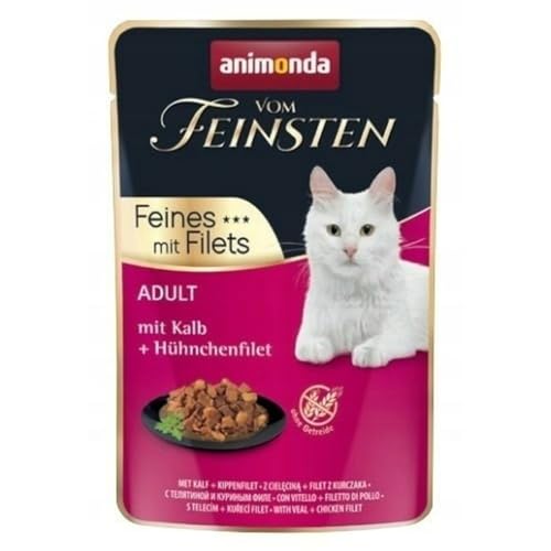 vom Feinsten Filet Katzenfutter nass mit Kalb + Hühnchenfilet (18 x 85g), Katzenfutter nass ohne Getreide und Zucker von animonda, mitfrischen, fleischlichen Zutaten von animonda Vom Feinsten