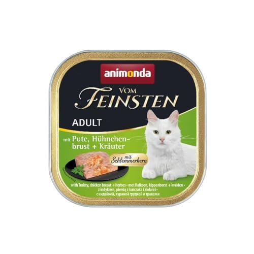 vom Feinsten mit Schlemmerkern in Pute & Hühnchenbrust + Kräutern (32 x 100g), Katzenfutter nass ohne Getreide und Zucker von animonda, mitfrischen, fleischlichen Zutaten von animonda Vom Feinsten