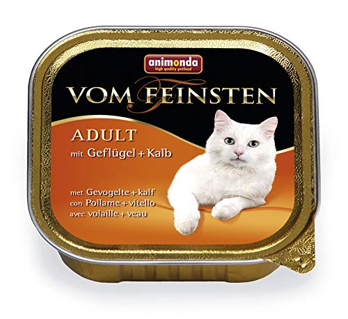 vom Feinsten Katzenfutter nass mit Geflügel + Kalb (32 x 100 g), Katzenfutter nass ohne Getreide und Zucker von animonda, mitfrischen, fleischlichen Zutaten von animonda Vom Feinsten