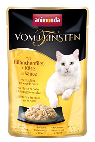 vom Feinsten Katzenfutter nass mit Hühnchenfilet + Käse (18 x 50g), Katzenfutter nass ohne Getreide und Zucker von animonda, mitfrischen, fleischlichen Zutaten von animonda Vom Feinsten