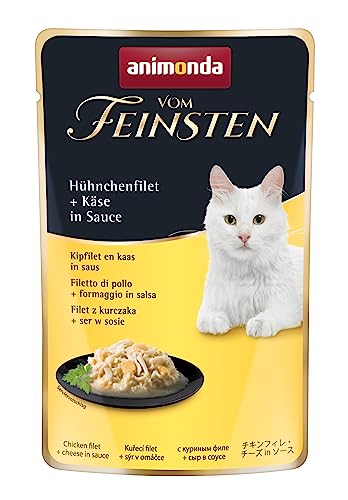 vom Feinsten Katzenfutter nass mit Hühnchenfilet + Käse (18 x 50g), Katzenfutter nass ohne Getreide und Zucker von animonda, mitfrischen, fleischlichen Zutaten von animonda Vom Feinsten