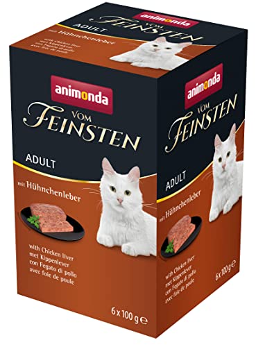 vom Feinsten Katzenfutter nass mit Hühnchenleber (6 x 100g), Katzenfutter nass ohne Getreide und Zucker von animonda, mitfrischen, fleischlichen Zutaten von animonda Vom Feinsten