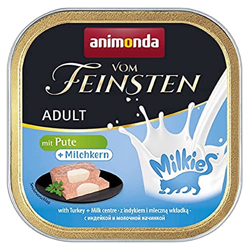 animonda Vom Feinsten Milkies Adult Katzenfutter, Nassfutter für Erwachsene Katzen, mit Pute in Milchsauce, 32 x 100 g von animonda Vom Feinsten