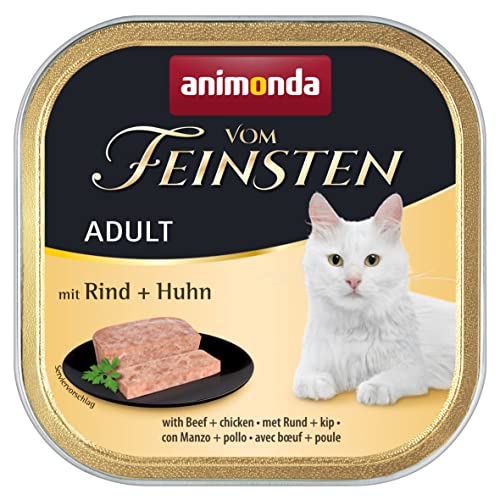 vom Feinsten Katzenfutter nass mit Hühnchenleber (32 x 100g), Katzenfutter nass ohne Getreide und Zucker von animonda, mitfrischen, fleischlichen Zutaten von animonda Vom Feinsten