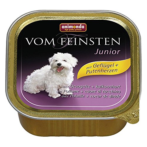 vom Feinsten Hundefutter nass Geflügel + Putenherzen (22 x 150g), Welpen Hundefutter ohne Getreide und Zucker von animonda, mitfrischen, fleischlichen Zutaten von animonda Vom Feinsten