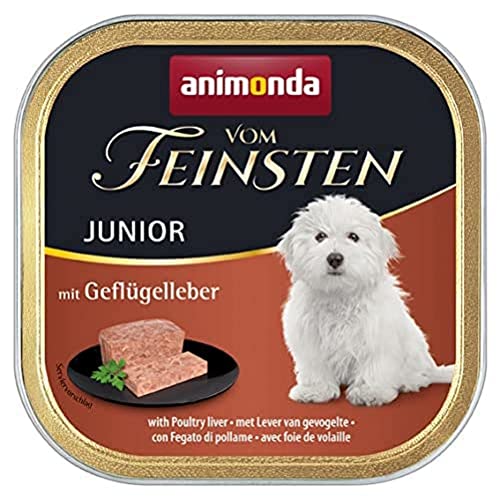 animonda Vom Feinsten Junior Hundefutter, Nassfutter für Hunde im Wachstum, mit Geflügelleber, 22 x 150 g von animonda Vom Feinsten