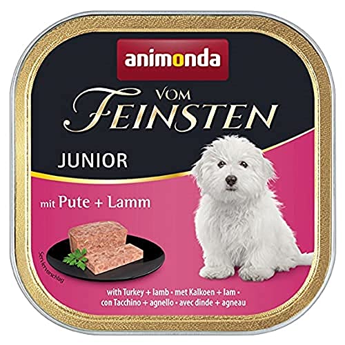 animonda Vom Feinsten Hundefutter Junior, Nassfutter für Hunde im Wachstum, mit Pute + Lamm, 22 x 150 g von animonda Vom Feinsten