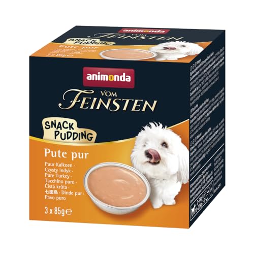 animonda Vom Feinsten Hundefutter Nass, Snack Pudding, Hundesnack für Erwachsene Hunde, Ergänzungsfuttermittel, Hundeleckerlies, Pute pur, 3 x 85 von animonda Vom Feinsten