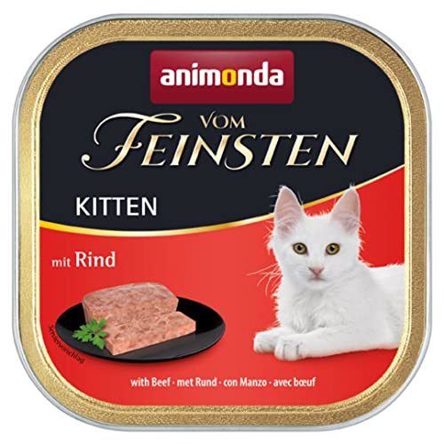 animonda Vom Feinsten Kitten mit Rind (32 x 100 g), Kitten Nassfutter für junge Katzen, Katzenfutter ohne Getreide und Zucker, mit 100 % frischen, fleischlichen Zutaten von animonda Vom Feinsten