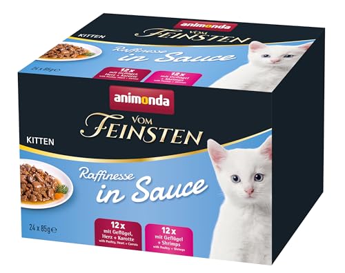 animonda Vom Feinsten Kitten Raffinesse in Sauce Mixpack (24 x 85 g), Kitten Nassfutter für wachsende Kätzchen, Katzenfutter in Sauce ohne Getreide und Zucker, praktische Portionsbeutel von animonda Vom Feinsten