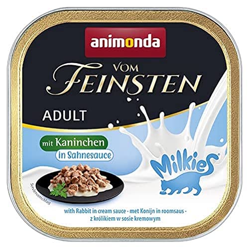 animonda Vom Feinsten Milkies Adult Katzenfutter, Nassfutter für Erwachsene Katzen, mit Kaninchen in Sahnesauce, 32 x 100 g von animonda Vom Feinsten