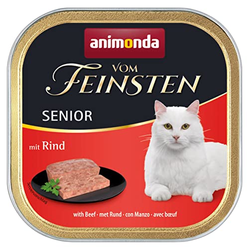 vom Feinsten Senior Katzenfutter nass Nassfutter mit Rind (32x 100g), Katzenfutter ab 7 Jahren von animonda, ohne Getreide und Zucker, mitfrischen, fleischlichen Zutaten von animonda Vom Feinsten