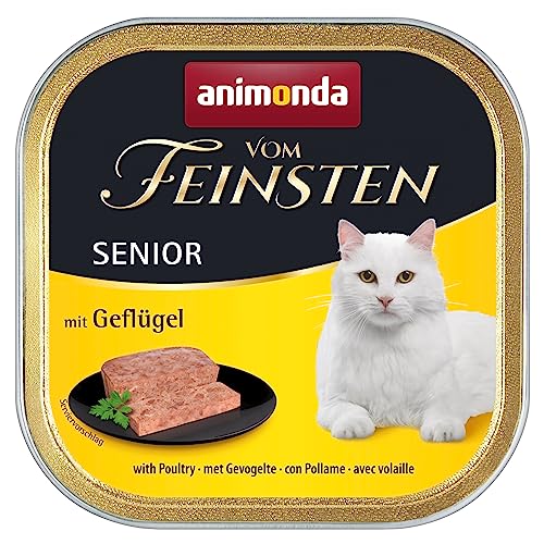 animonda Vom Feinsten Senior mit Geflügel (32 x 100 g), Senior Nassfutter für ältere Katzen ab 7 Jahren, Katzenfutter ohne Getreide und Zucker, mit 100 % frischen, fleischlichen Zutaten von animonda Vom Feinsten