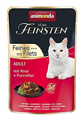 vom Feinsten Filet Katzenfutter nass mit Rind + Putenfilet (18 x 85g), Katzenfutter nass ohne Getreide und Zucker von animonda, mitfrischen, fleischlichen Zutaten von animonda Vom Feinsten