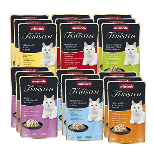 vom Feinsten Katzenfutter nass Filet Kreationen Mix (18 x 50g), Katzenfutter nass ohne Getreide und Zucker von animonda, mitfrischen, fleischlichen Zutaten von animonda Vom Feinsten