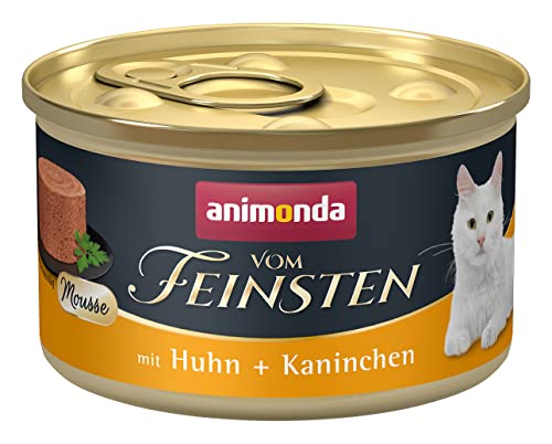 animonda vom Feinsten Mousse Katzenfutter Nass, Katzennassfutter für Erwachsene Katzen, zuckerfrei, mit Huhn + Kaninchen, 12 x 85 von animonda Vom Feinsten