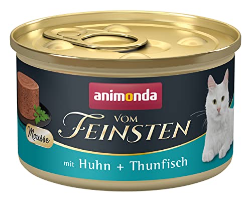 animonda vom Feinsten Mousse Katzenfutter Nass, Katzennassfutter für Erwachsene Katzen, zuckerfrei, mit Huhn + Thunfisch, 12 x 85 von animonda Vom Feinsten
