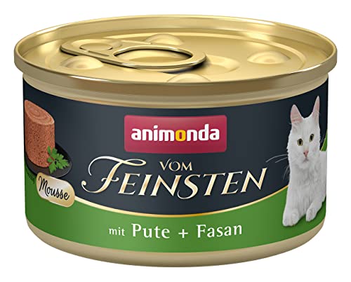 animonda vom Feinsten Mousse Katzenfutter Nass, Katzennassfutter für erwachsene Katzen, zuckerfrei, mit Pute + Fasan, 12 x 85 von animonda Vom Feinsten