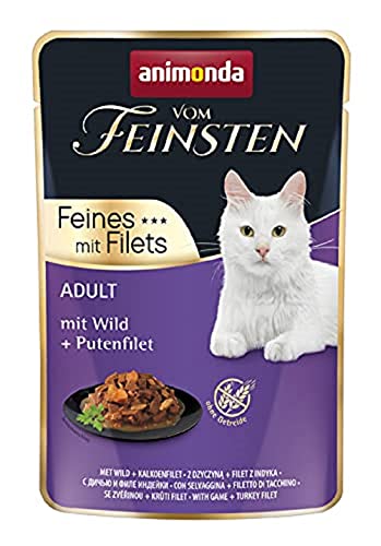 vom Feinsten Filet Katzenfutter nass mit Wild + Putenfilet (18 x 85g), Katzenfutter nass ohne Getreide und Zucker von animonda, mitfrischen, fleischlichen Zutaten von animonda Vom Feinsten