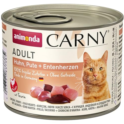 Animonda Cat Dose Carny Adult Huhn & Pute & Entenherzen 200 g - Sie erhalten 6 Packung/en; Packungsinhalt 0,2 Kg von animonda Vom Feinsten