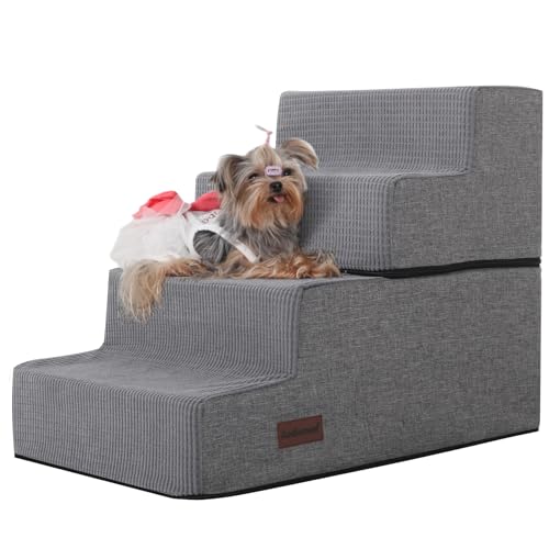 Hundetreppe für Hochbett, 4 Stufen, Haustiertreppe für kleine Hunde und Katzen, rutschfeste, abnehmbare Hundetreppe für Bett, Betttreppe für Hunde von aodisman