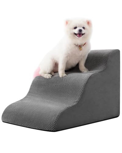 Hundetreppe für kleine Hunde, 3-stufige Hunderampe für Couch und Bett, pro Stufe mit rutschfester Unterseite für alte Katzen, Haustiertreppe, bequem, langlebig, 39,1 cm Höhe von aodisman