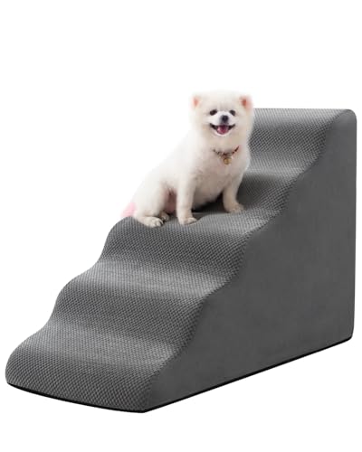 Hundetreppe und Rampe für hohe Betten, 56,9 cm hoch, 5-stufige Haustiertreppe für kleine Hunde und Katzen, Treppe für Hunde zum Aufstehen auf das Bett mit rutschfester Unterseite, Haustiertreppe für von aodisman