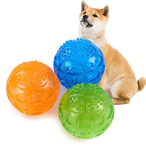 aoory 3 Stück Pet Quietschball Für Hunde Spielzeug Langlebig Und Wasserdicht Frosty Chilled Aus Mit Glitschige Sound Für Hunde Katze Spielen Running Ø8cm von aoory