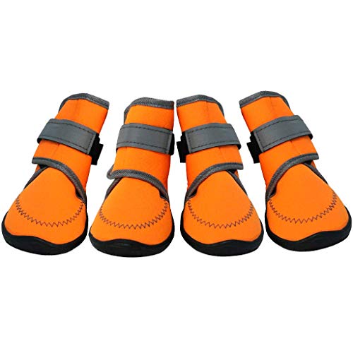 aoory Dog Shoes Pfotenschutz Hundeschuhe Hundestiefel Haustier Schuhe Mit Klettverschluss Orange von aoory