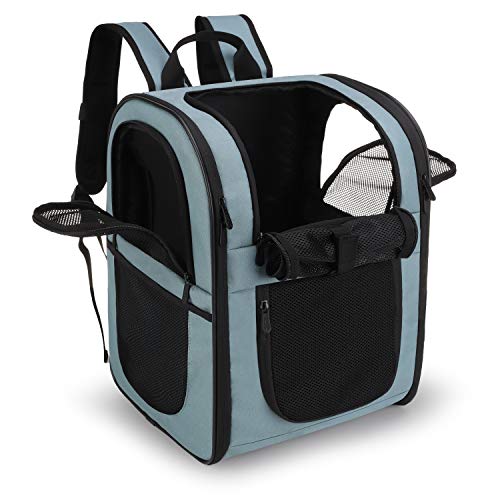 APOLLO WALKER Pet Carrier Rucksack für kleine Katzen und Hunde, Welpen, zweiseitiger Eingang, Sicherheitsmerkmale und Kissen Rückenstütze für Reisen, Wandern, Outdoor (Blau) von apollo walker