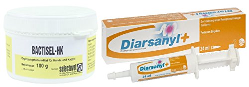 apotier24 Bactisel HK (100 g) + Diarsanyl 24 ml, Das Original-Durchfallpaket aus der Tierarztpraxis, Durchfall, Erbrechen, Probleme Magen Darm für Hund (bis 18 Kg) und Katze von apotier24