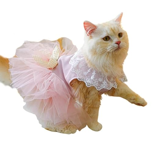 Hochzeitskleid für Hunde, Katze, Prinzessinnen-Kostüm, niedliches Partykleid mit Spitzenkragen, Partyanzug, Outfit für Haustier-Hochzeitskleid von apughize