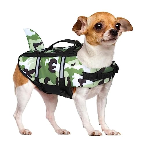 Pet Life Preserver Weste, Hundeschwimmweste, verstellbarer Gürtel mit Griff für Pool, verstellbare Sommerkleidung, Haustier-Schwimmerschutz von apughize