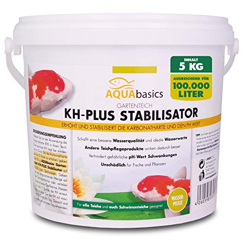 AQUAbasics Gartenteich KH-Plus Stabilisator sichert stabile und lebensnotwendige Wasserwerte im Teich - stabile Karbonathärte sichert auch den pH-Wert, Größe:5 kg von aquabasics